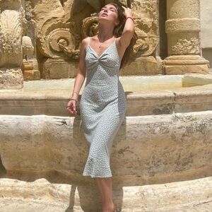 Abercrombie & Fitch Polka Dot Twist Front Midi Dress